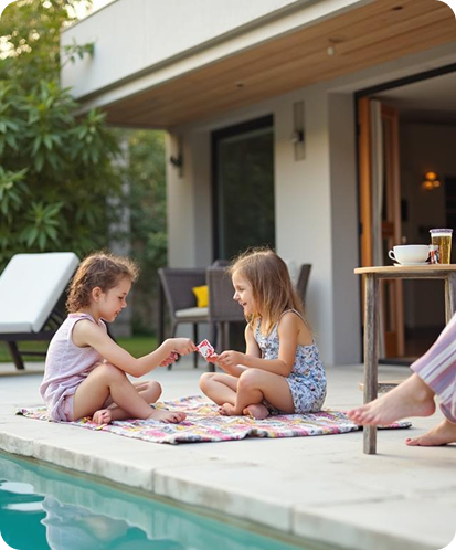 Children playing by area where mosquitoes no longer breed